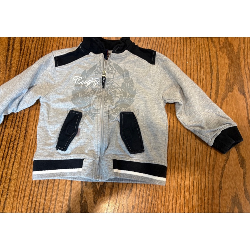 Coogi Kids Gray Heather Graphic Full Zip Hoodie Sweatshirt Size 3T